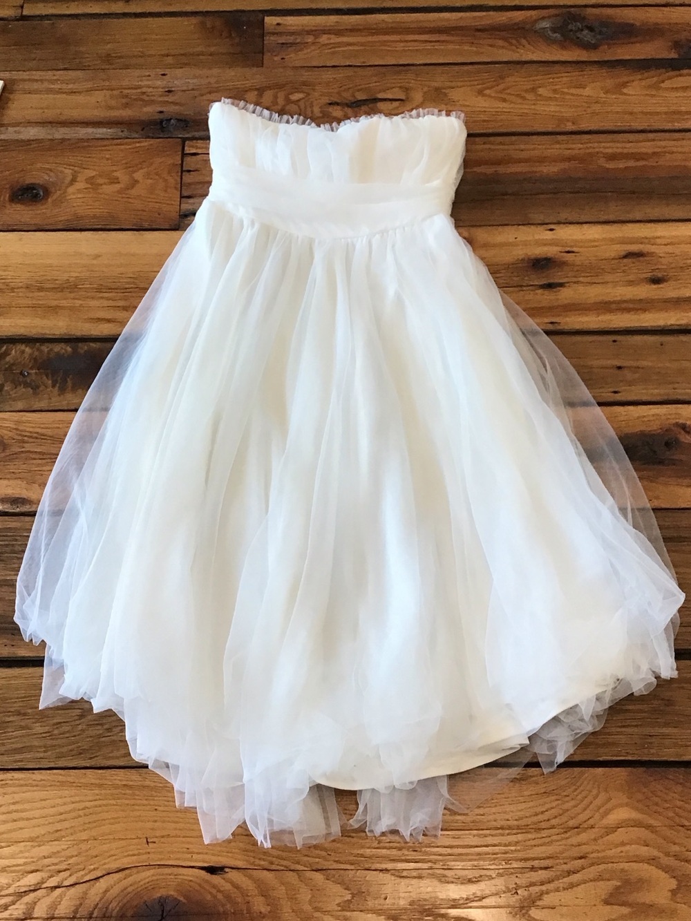 NWT Selfie Leslie Bridal Debutant Sheer Overlay Tea Length Strapless Lined 16